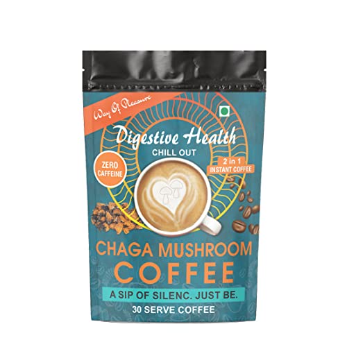 Way Of Pleasure Chaga Mushroom 2-In-1 Instant Coffee | Made With Chaga Mushroom Extract | Caffeine Free | 45g