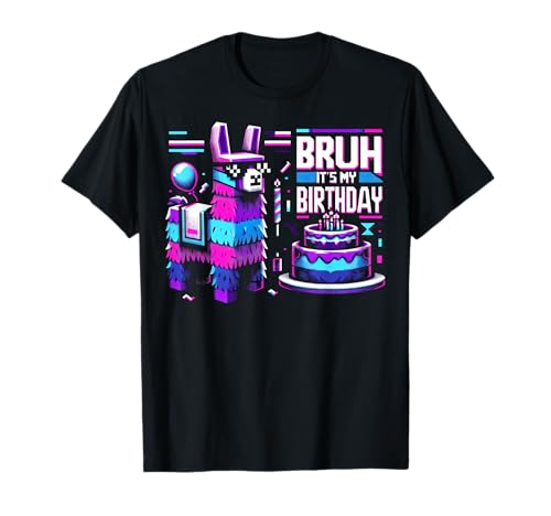 Llama Pinata Video Game Funny Gamer Bruh Its My Birthday T-Shirt