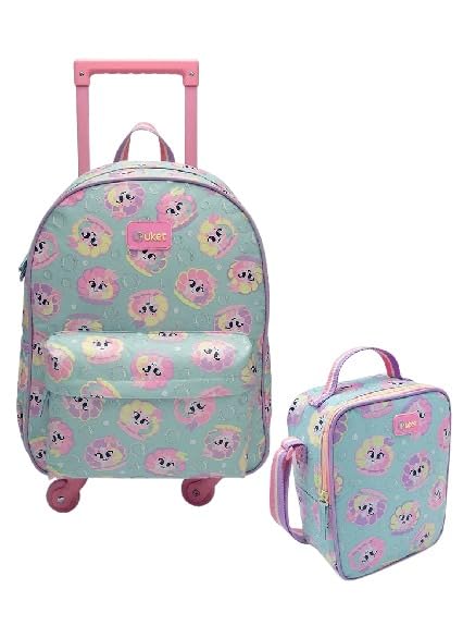 PUKET - Kit Mochila com Rodinha + Lancheira Gata Sereia Puket