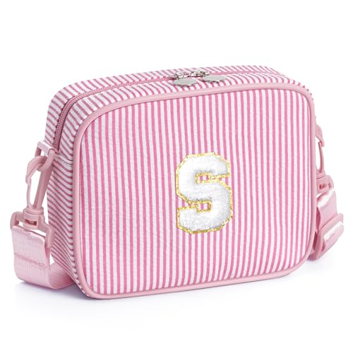 YOOLIFE Birthday Gift for Girls Kids - 2 3 4 5 6 7 8 Year Old Girl Birthday Gift | Initial Monogrammed Crossbody Bag for Girl Kid, Little Girls Purse for Kids Toddler Gifts for Daughter Pink S