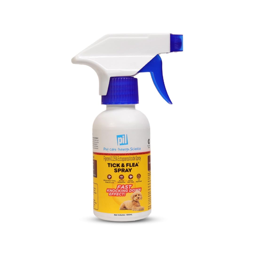 PIL Tick & Flea Spray for Dogs & Cats | Fast-Acting, Long-Lasting Formula | Treats Acute Infestations | 100ml