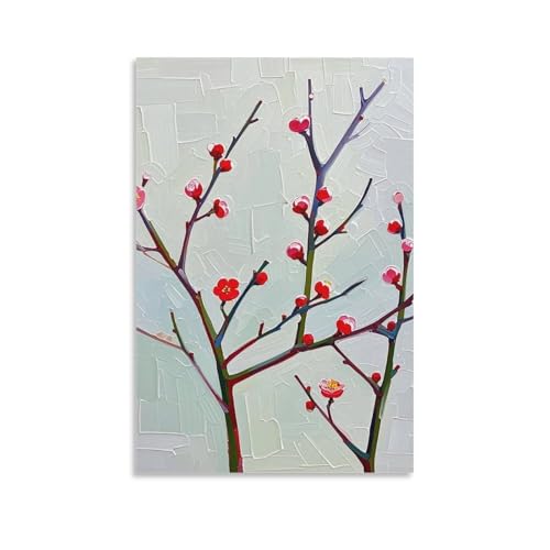 Impression sur toile de fleurs de prunier rouge avec des finitions esthétiques premium