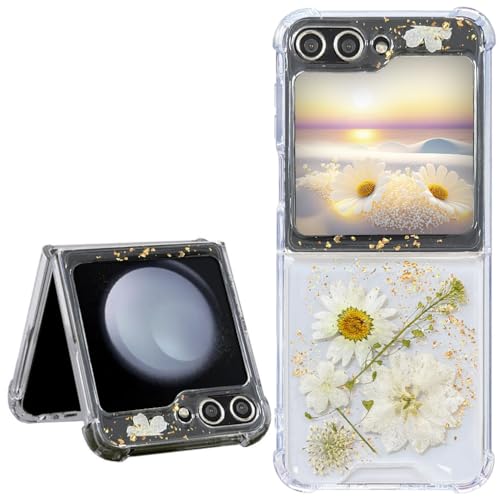 Coque de protection fleurs séchées pressées pour Samsung Galaxy Z Flip 6 antichoc