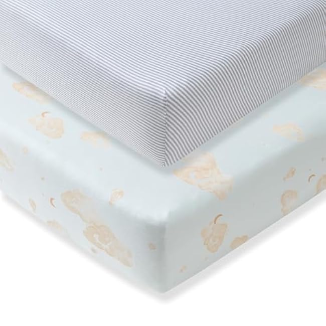 Burt's Bees Baby Essential Organic Cotton Fitted Crib Sheet, Breathable for Boy Girl Standard Crib & Toddler Mattresses