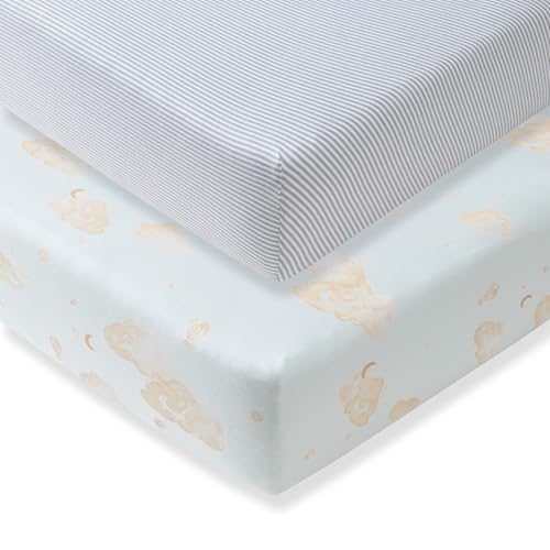 Burt's Bees Baby Essential Organic Cotton Fitted Crib Sheet, Breathable for Boy Girl Standard Crib & Toddler Mattresses