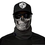 SA Fishing Face Shields ** 40+ Designs verfügbar ** Qualitäts Bandana/Multifunktionstuch/Schlauchtuch/Halstuch aus Stoff & SPF 40 - Face Masks von SA Company, Black Skull