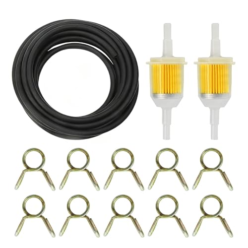 13 Motorcycle Inline Fuel Filter Kit, 2 x 6mm/8mm Diesel Petrol Filter, 2m Fuel Line & 10 Hose Clamps for Motorcycles & Lawn Mowers