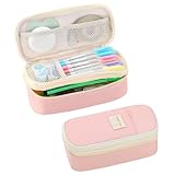 Tergopa Pencil Case for Girls Kids Teens Adults Big Pencil Bag with Zipper Big Pen Pouch Large Stationery Pen Case Organizer for School Pink