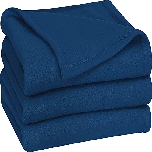Image of 220 GSM Polar Fleece Single Bed Lightweight Plain Blanket for All Season Travel & Camping, 60x90Inch, Blue