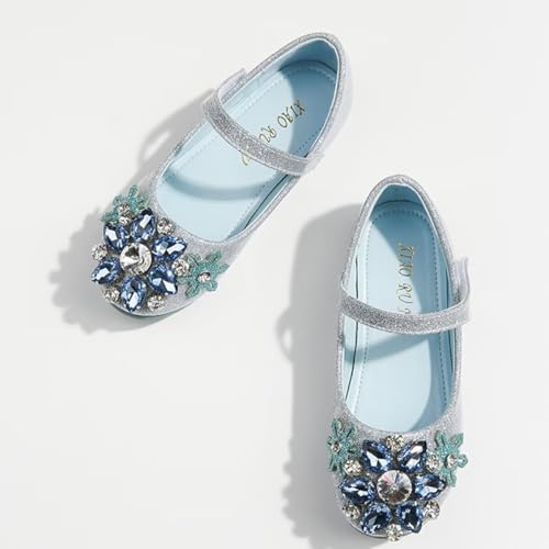 Girls Mary Jane Shoes Princess Elsa Sparkly Flats for Toddler Kids Wedding Birthday Party Costume Dress Up4