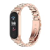 MIJOBS Metal Replacement Strap for Amazfit Band 5 - Wristband Watch Strap Compatible with Amazfit 5 Fitness Tracker (Beads, Rose Gold)