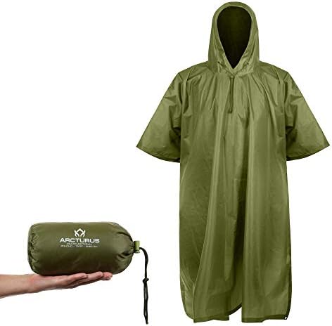 Arcturus Lightweight Ripstop Nylon Poncho with Adjustable Hood (Olive)