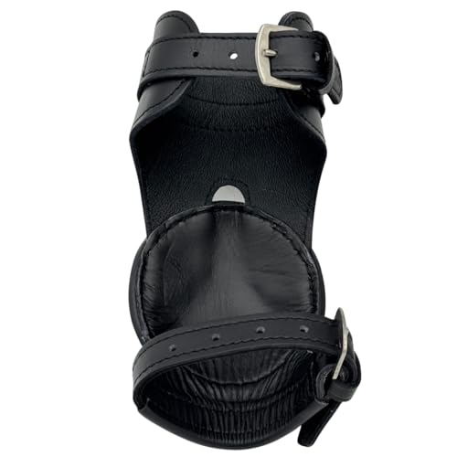 Image of Pair of Leather Skid Boots for Horses - Durable Fetlock & Heel Protection with Adjustable Straps - Western Riding & Training Leg Gear