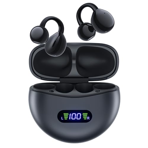 Open Ear Clip-On Bluetooth 5.4 Kopfhörer – Ultra-Leicht (4,5g/Ohr), IPX7 Sportkopfhörer wasserdicht (40h/LED) Perfekt für Brillenträger – Fitnessstudio, Laufen, Radfahren & Büro