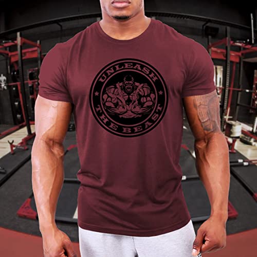 Gymtier T-shirt de musculation pour homme, motif «Unleash The Beast» – Rouge - Les Beatles, Paul McCartney, John Lennon, RIngo Starr, George Harrison Gymtier T-shirt de musculation pour homme, motif «Unleash The Beast» - Rouge – Image 5