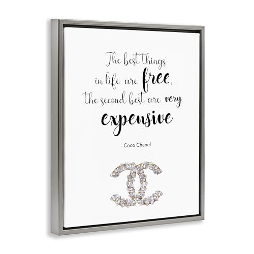 Image of 'Best Things In Life Fashion Phrase'| Floating Frame Canvas Art | Stupell Industries | Gray, 17 x 21 Inches, Easy to Hang and Sturdy, Made in USA, by Ziwei Li