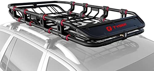 Tyger Auto TG-RK1B906B X-Large/68″ x 41″ x 8″ Super Duty Roof Cargo Basket/Luggage Carrier Rack (with Removable Extension Kit Wind Fairing), Black
