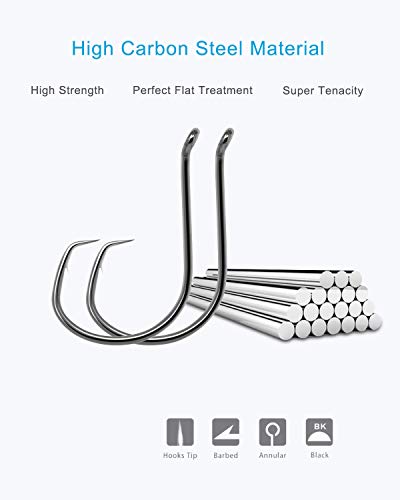 Beoccudo Circle Hooks Saltwater 1/0 2/0 3/0 4/0 5/0 6/0 Circle Fishing Hooks 180Pcs/Box Bass Catfish Fishing Octopus Offset Hooks Set #TOP3