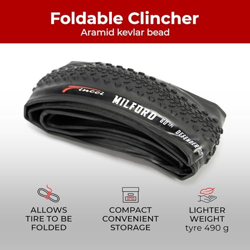 Fincci Pair 700x40c Bike Tire – 700c Gravel Tires with Kevlar & Nylon 1mm Puncture Proof – Durable 60 TPI Foldable Bicycle Tires 42-622 for Hybrid, Electric, Touring, MTB Bikes