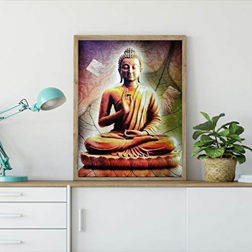 Full Drill Diamond Painting Kits,Diy Diamond Painting Kits For Adults,Buddha Full Drill Rhinestone Embroidery Cross Stitch Kits Supply Arts Craft Canvas Wall Decor Stickers Home Decor 12X16 Inches #TOP2