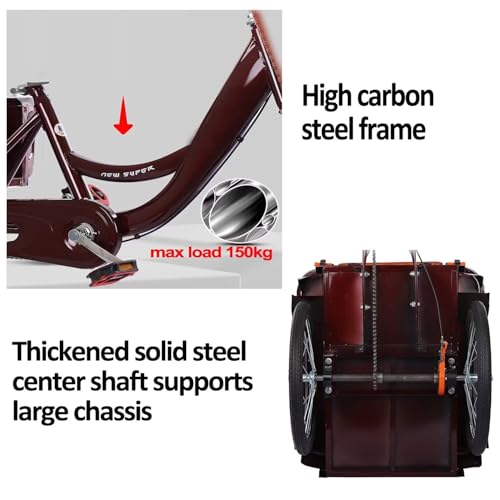 Triciclo para adultos y ancianos con cabina grande, triciclo de carga de uso dual de 20 pulgadas, triciclo tándem con asiento doble, triciclo cruiser de 3 ruedas con horquilla amortiguadora y frenos sensibles miniatura 4