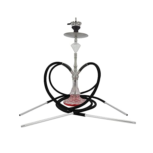 DIAMOND HOOKAH Premium RPO3A Shisha Set, Wasserpfeife Shisha Edelstahl Komplettset mit 4 Anschlüsse/Schläuche. 18/8…