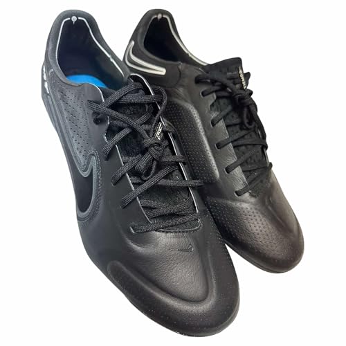 Nike Nike Men's Tiempo Legend9 Elite FG Leather Soccer Football Cleats Black/Dark Smoke Grey/Light Photo Blue #CZ8482-001 - Size Men's 8.5