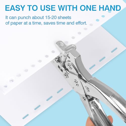 CAETOUNG 2 in 1 Badge Slot Hole Punch for ID Cards, Heavy Duty Hand Punch Metal Hole Puncher for PVC Material, Business Cards, Paper and Cardstock (5mm Round Hole &13mm X 3mm Slot Hole, Silver) - Image 7