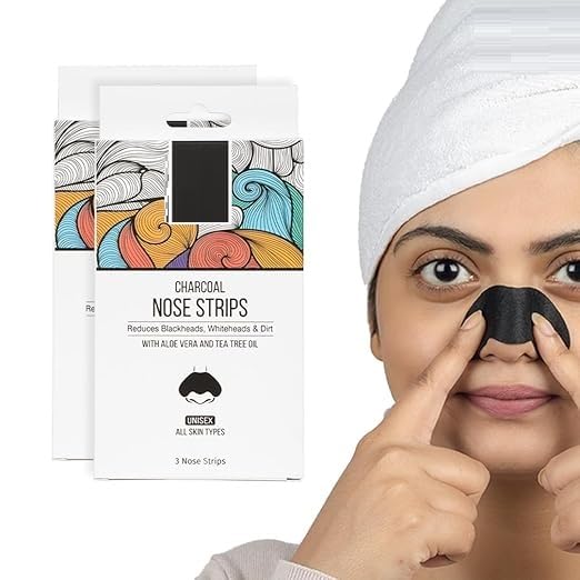 Blackhead Remover Bamboo Charcoal Nose Strips (Pack of 6) | With Aloe Vera & Tea Tree Oil | Reduces & Prevents Blackheads, Whiteheads, Dirt and Oil | Cleanses Pores