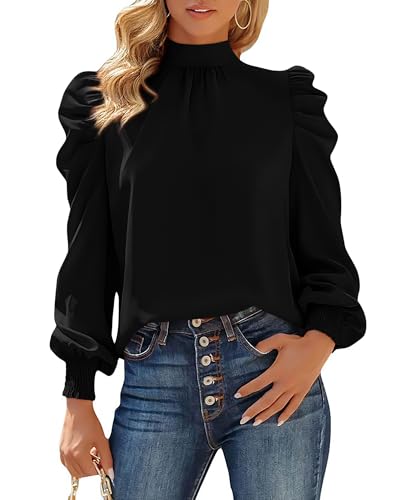 BTFBM Mock Neck Long Sleeve Blouses for Women Dressy Casual Business Work Shirts 2025 Spring Fall Clothes Satin Tops