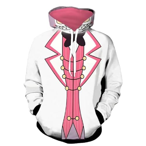 Yazkimo Unisex Hazbin Fizzarolli Cosplay Hoodie Hooded 3D Printing Jacket Zipper Coat Hotel Shirt Helluv Boss Sweater (Pullover 2 X-Small)