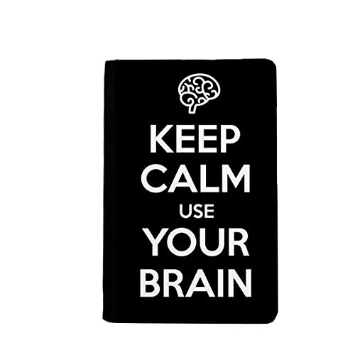 Étui portefeuille pour passeport noir Keep Calm Use Your Brain en similicuir