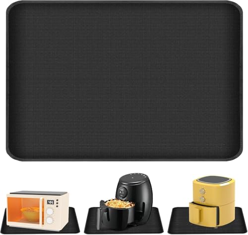 Tappetino resistente al calore, 60 x 80 cm, per friggitrice ad aria calda, antiscivolo, antiaderente, in silicone ignifugo, resistente al calore, per friggitrice ad aria, forno a microonde, nero