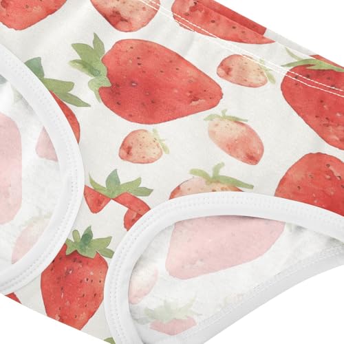 Wusikd Watercolor Strawberries Girls' Underwear Cotton Girls Briefs Soft Toddler Underwear 2T4