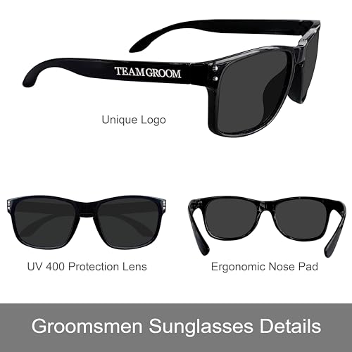PartyGifts&beyond 7 Pcs Groomsmen Sunglasses, Groomsmen Gifts, Bachelor Party Favors For Team Groom,Groom Squad,Best Man4