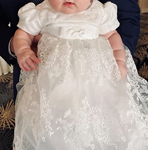 Glamulice Baby Girl Flower Christening Baptism Dress Formal Party Gown Special Occasion Dress, White, 3 #TOP6