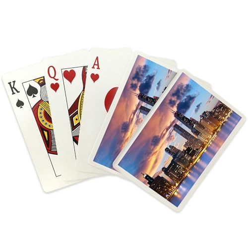 Lantern Press Naipes Poker Chicago Skyline Sunset miniatura 2