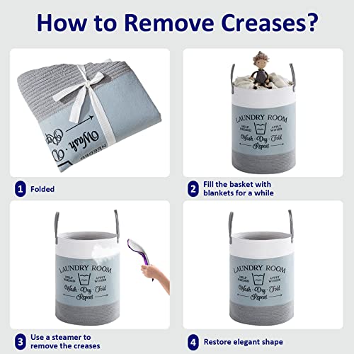 Youdenova Tall Laundry Hamper, Woven Rope Storage Basket For Blanket, Large Dirty Clothes Hamper For Bathroom, Bedroom (Grey, 58L) #TOP3