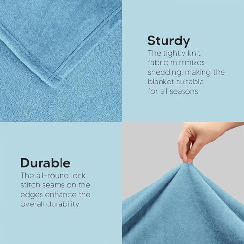 Image of Cotton Bolls Textiles Super-Soft Mid Winter Fleece Double Blanket Cozy Heaven Deluxe Fleece Blanket Ultra-Soft Fluffy & Warm, 90 X 90 Inches (Aqua)