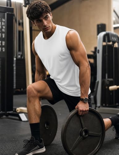 TACVASEN White Tank Tops for Men Moisture Wicking Summer Shirts Workout Gym Casual Athletic Sleeveless T Shirt S - image 2