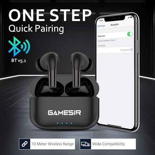 Image of GameSir FusionBeatX PRO Wireless Noise Cancelling Earbuds-Sound Optimize, 42H Playtime, 45ms Low Latency, 12mm Bass Drivers, Zen ENC Mic, IPX5 Water Resistance, Bluetooth 5.3, Type-C Charging (Black)