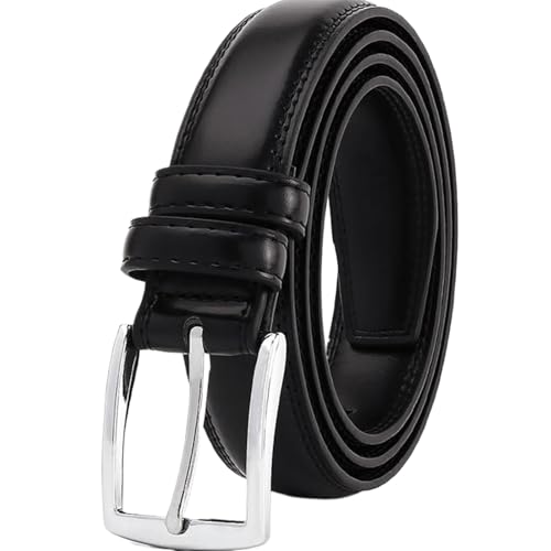 Mens Belt 47 Inch PU Leather Belt with Alloy Pin Buckle Minimalist Easy Matching Black Men for Business, Gifts for Men