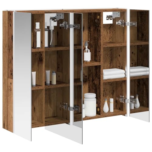 vidaXL Armoire avec miroir de salle de bain en bois vieilli 83,5 x 15,5 x 70 cm