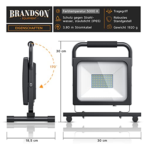 Arbeitsscheinwerfer Brandson 60W LED Baustrahler für Außenbereich