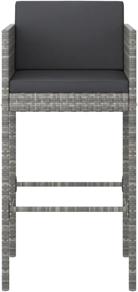 5 Piece Patio Bar Set with Cushions,Backyard Decor,Backyard Sofa Suit,Outdoor Furniture,Casual Table Chairs,Perfect for Indoor, Outdoor Garden, Lawn, and Backyard, Poly Rattan Gray
