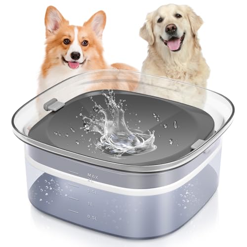 Gaethra Ciotola Acqua Cane Antigoccia, 2l Ciotola Antigoccia Cane, Ciotol Galleggiante, Ciotolas per Acqua Potabile Lenta, Anti Spruzzi E Nessun Disordine, Grigio