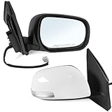 Paderson Right Passenger Side Mirror Assembly Fits 2009 2010 2011 2012 Toyota Rav4 with Power Glass Heated Turn Signal Manual Folding Match to White Replace TO1321266(7 Pins)
