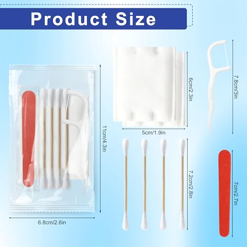 Hotel-Kosmetikset, Kosmetiksets in Großpackung, individuelles Kosmetikset mit Wattepads, Wattestäbchen, Zahnseide und Nagelfeilen, geeignet für Reisen, Hotels und den Gebrauch zu Hause (30 Stück)