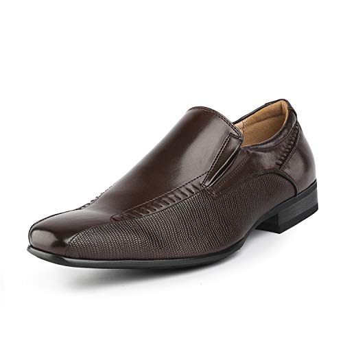 Bruno Marc Men's Leather Lined Dress Loafers Slip-On Shoes Gordon-02 Dark Brown Size