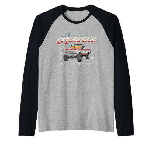 Vintage America Truck 4th of July Maglia con Maniche Raglan